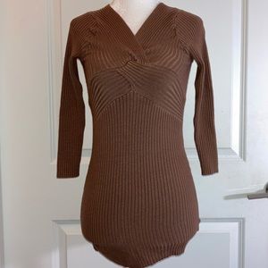 WOW couture | small | brown | ribbed & bandage style top with sleeves